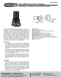 Thumbnail of document Manual - MPR Miniature Pressure Regulator